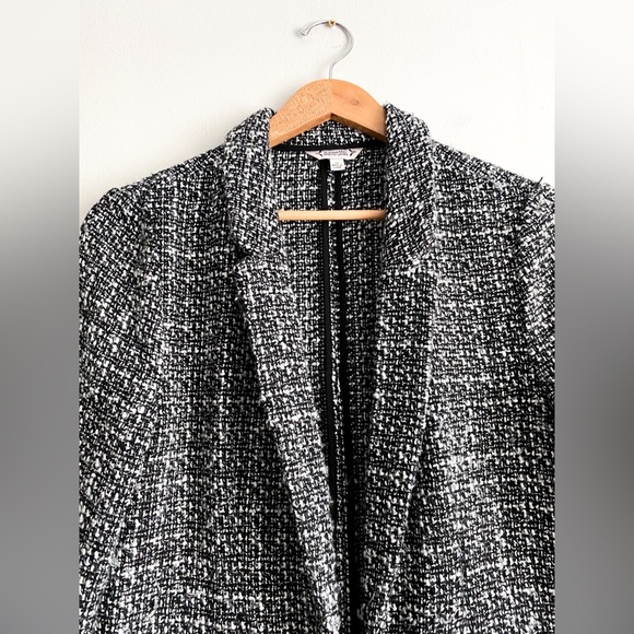 $128‼️Nanette Lepore Black White Tweed Open Front Blazer Classic Career Relaxed - Picture 10 of 11